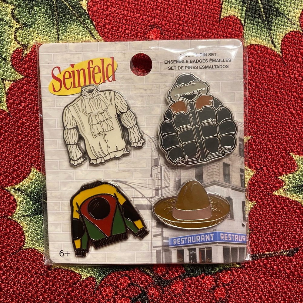 FUNKO SEINFELD ENAMEL PIN SET OF 4 JERRY PUFFY SHIRT ELANIE SOMBRERO PUFFY COAT